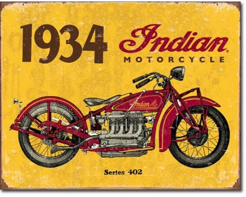 Enseigne Indian Motorcycle 1934 en métal 